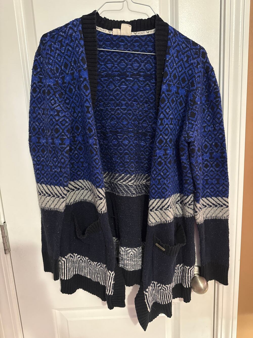 Vintage Roxy Long Sleeve Jacket Cardigan Sweater M/L Blue